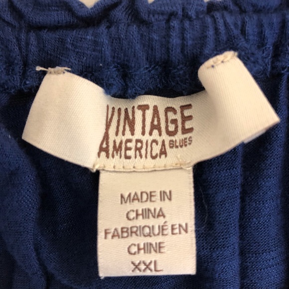 Vintage America Blues Embroidered Peasant Top - Picture 4 of 6